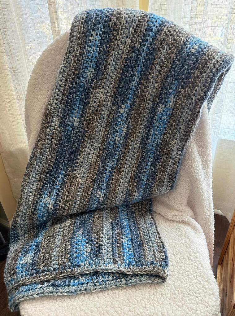 Afghan - Grey/Blues/White