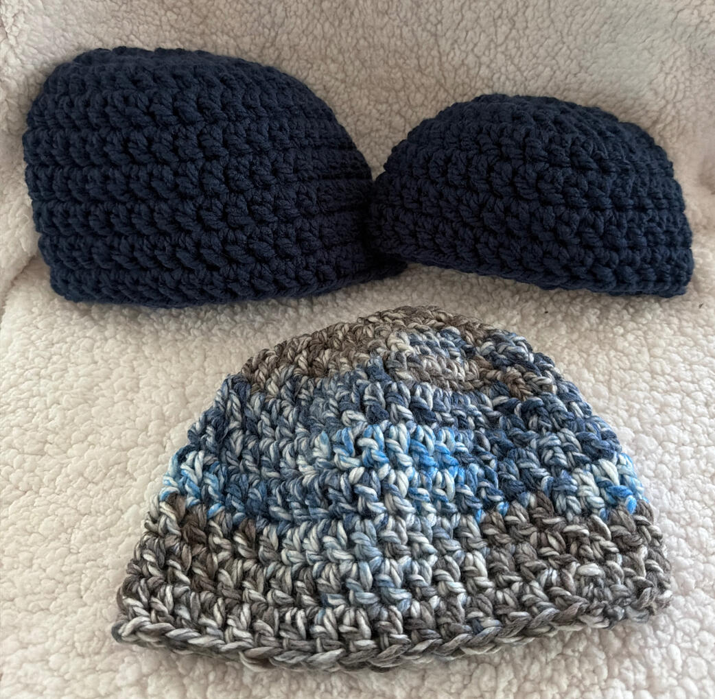 Navy and Blues/Grey Acrylic Blend Beanies